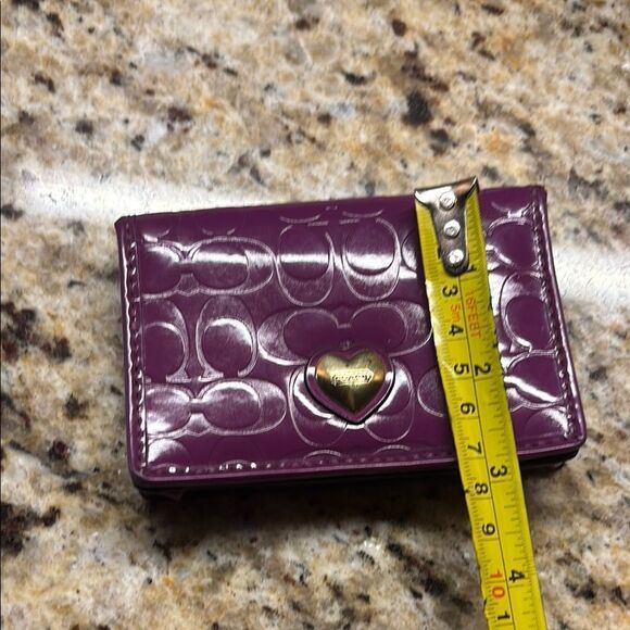 Vintage Signature C Coach Gold Heart 💛 Purple Card Holder - Picture 14 of 14